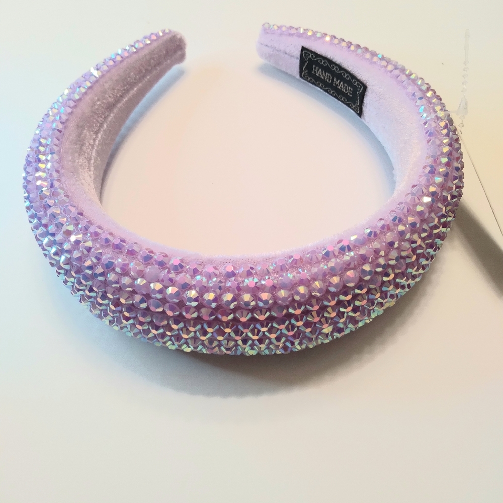 Pink 1.5" Wide Dressy Beaded Headband